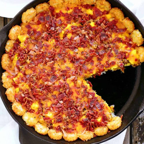 Tater-Tot-Breafast-Casserole-Cast-Iron-Skillet